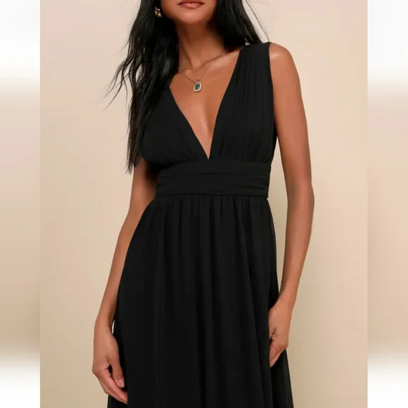 Lulus NWOT Heavenly Hues Black Maxi Dress Size L - Picture 3 of 11